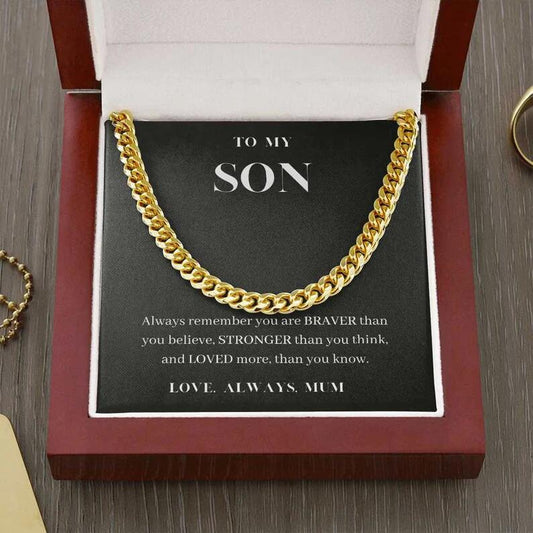 14K Single Circle Dense Chain Cuban Link Chain Male Titanium Steel Necklace Bracelet Gift For Son
